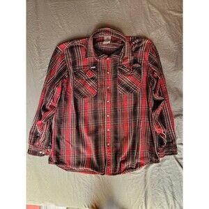 Carhartt Men’s Long Sleeve Plaid Flannel Shirt Red Black White Button Up Size